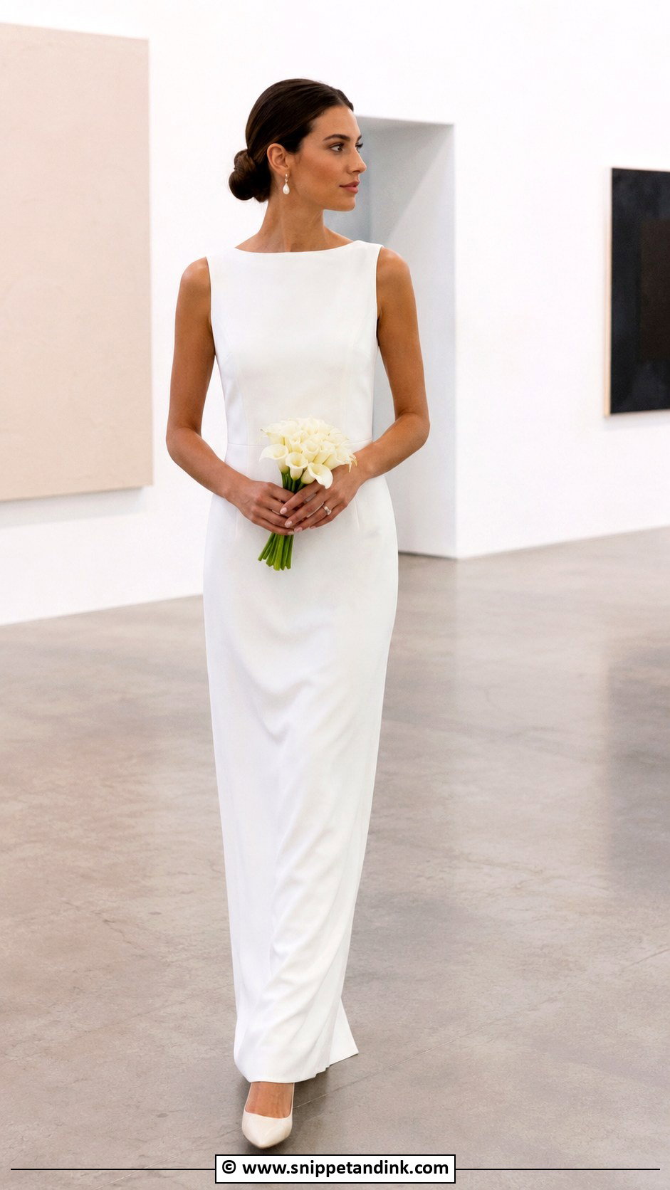 Simple Crepe Column Bride Dress - Snippet and Ink - 35 Simple Bride Dress Ideas
