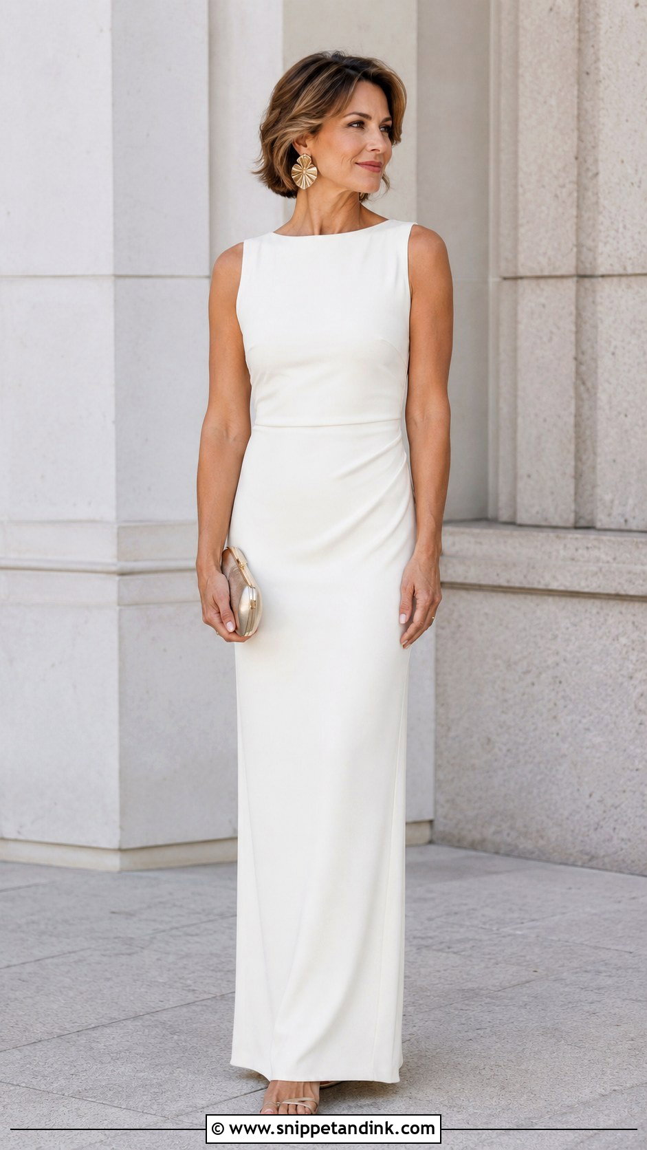 Simple Crepe Column Dress For Second Wedding - Snippet and Ink - 25 2nd Wedding Dress Over 40 Ideas