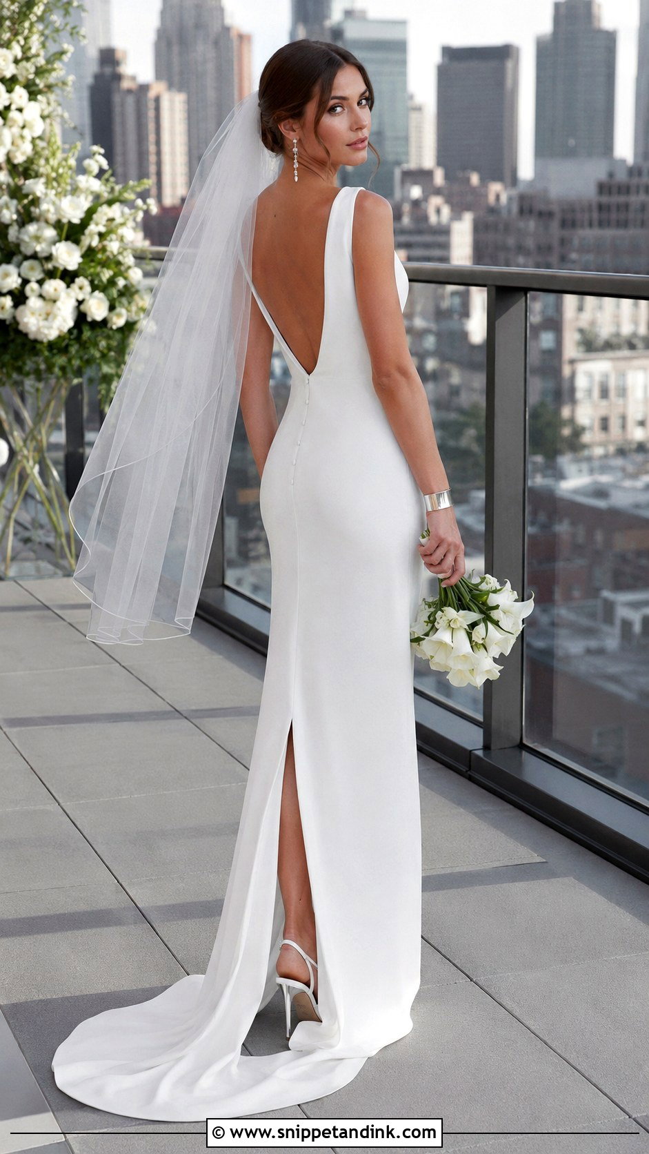 Simple Crepe Column Wedding Dress - Snippet and Ink - 20 Simplistic Wedding Dress Ideas