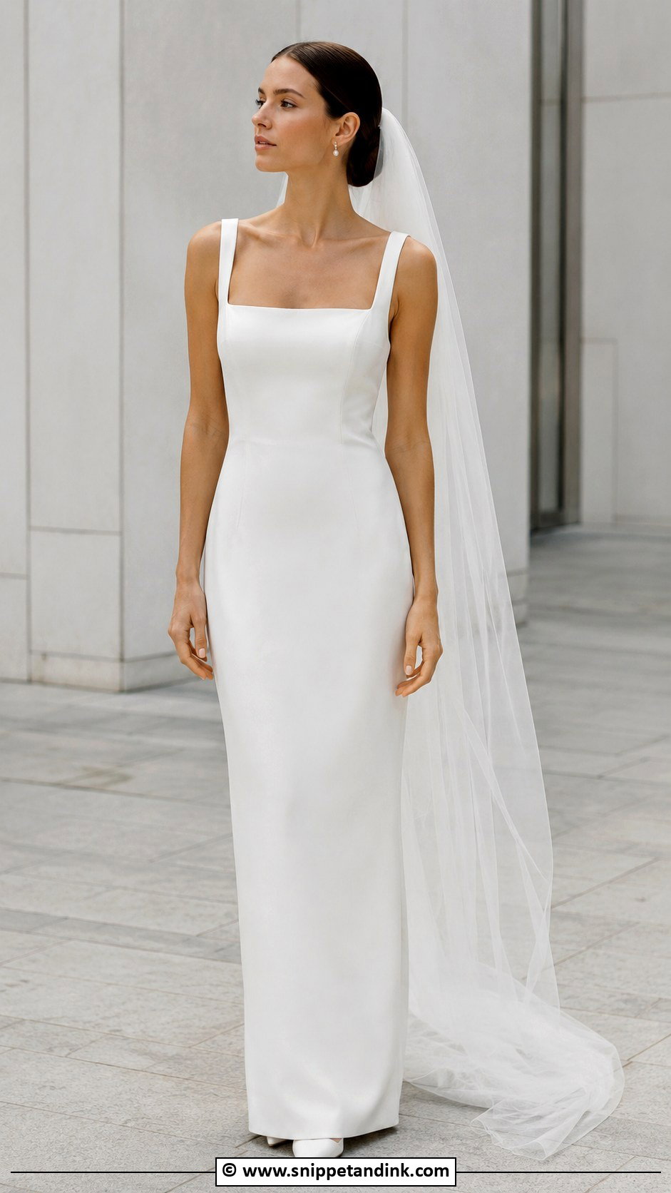 Simple Crepe Column Wedding Dress - Snippet and Ink - 35 Simple Wedding Dresses