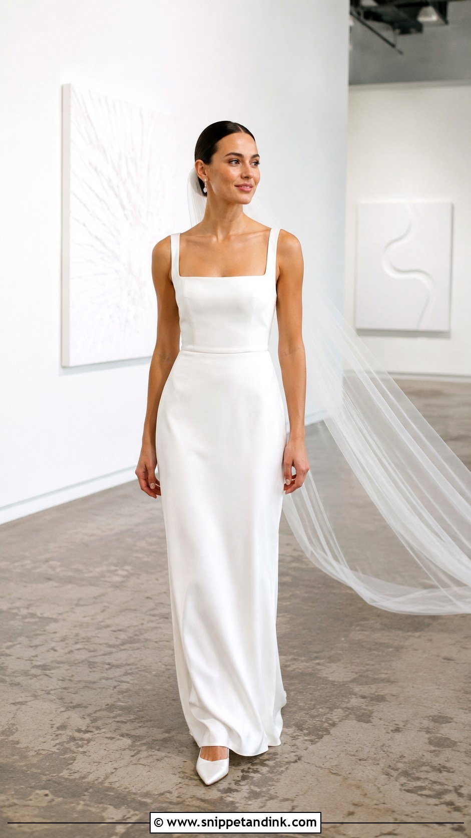 Simple Crepe Column Wedding Gown - Snippet and Ink - 25 Simple Wedding Gown Ideas
