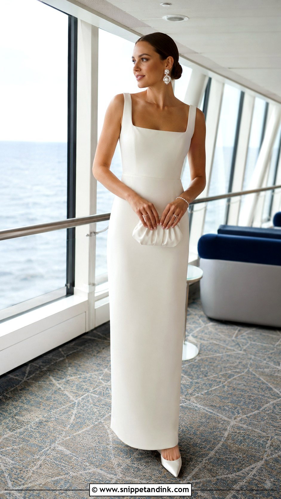 Simple Crepe Cruise Wedding Dress - Snippet and Ink - 20 Cruise Wedding Dress Ideas