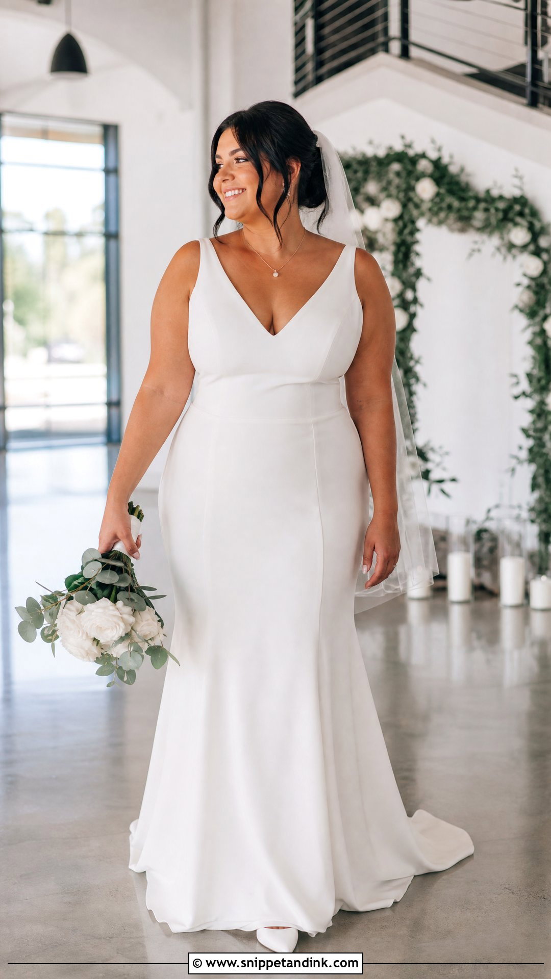 Simple Crepe Fit And Flare Wedding Dress - Snippet and Ink - 25 Simple Fitted Wedding Dress Ideas