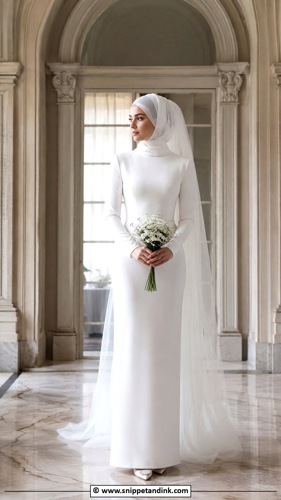 Simple Crepe Hijabi Wedding Dress - Snippet and Ink - 30 Hijabi Wedding Dress Ideas
