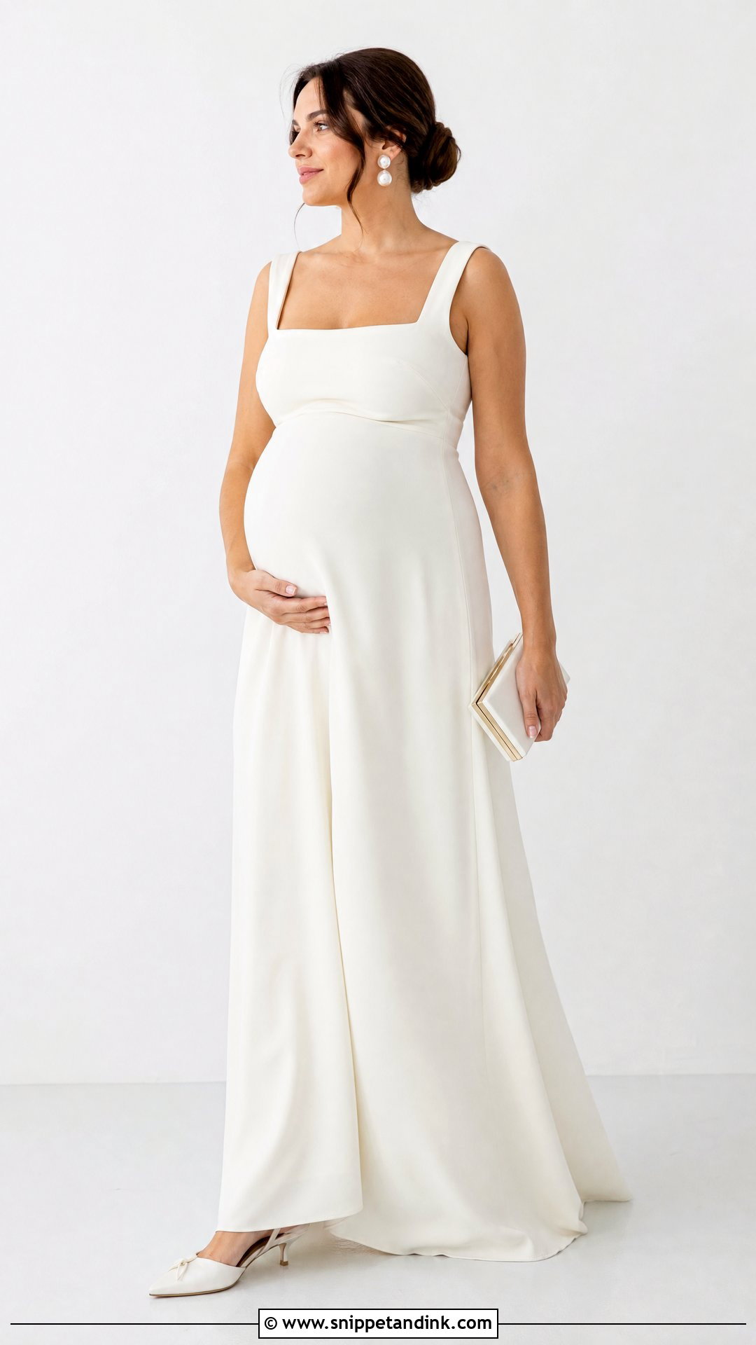 Simple Crepe Maternity Wedding Dress - Snippet and Ink - 25 Wedding Dress for Pregnant Bride Ideas