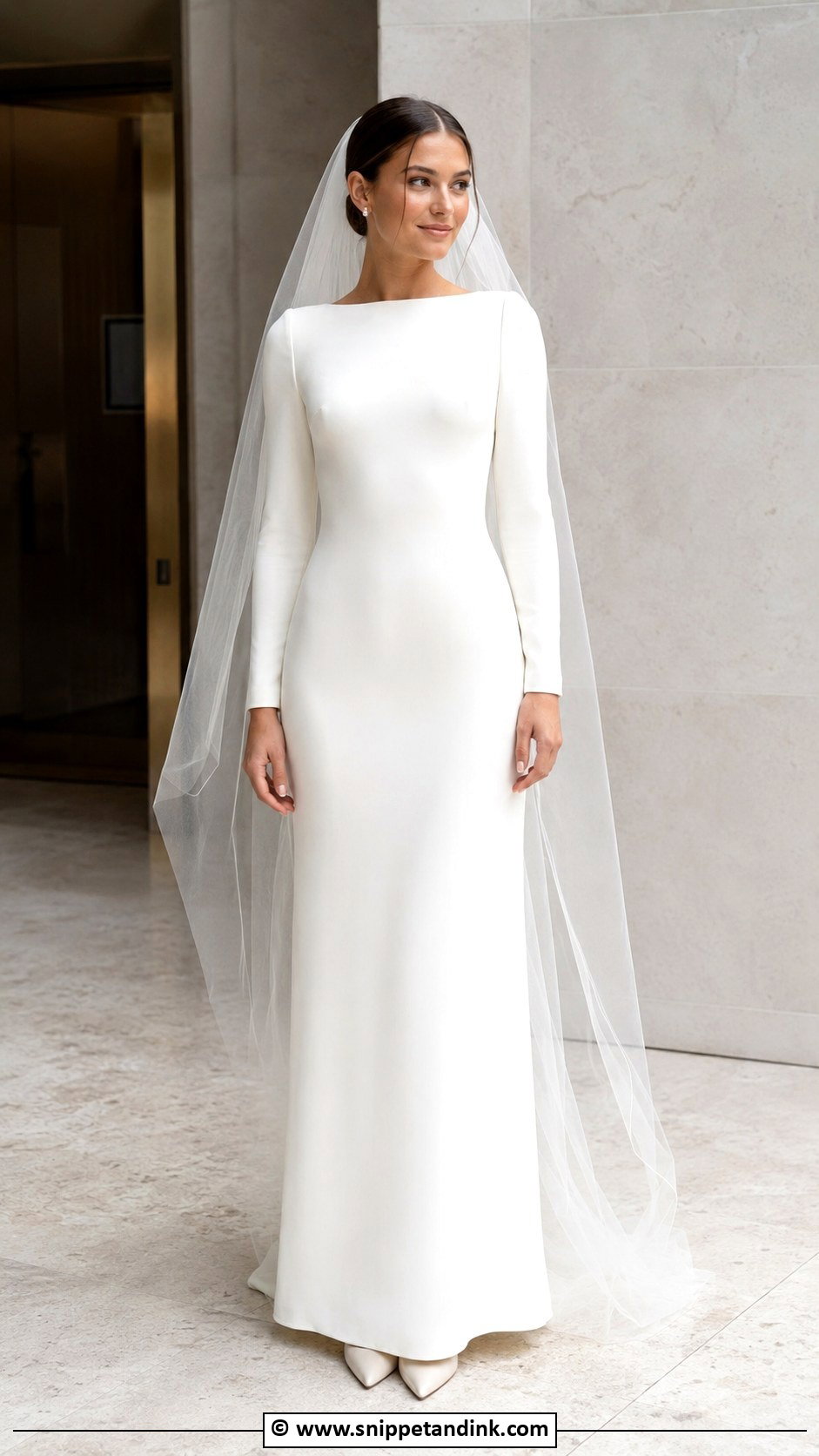 Simple Crepe Modest Wedding Dress - Snippet and Ink - 30 Modest Wedding Dress Ideas