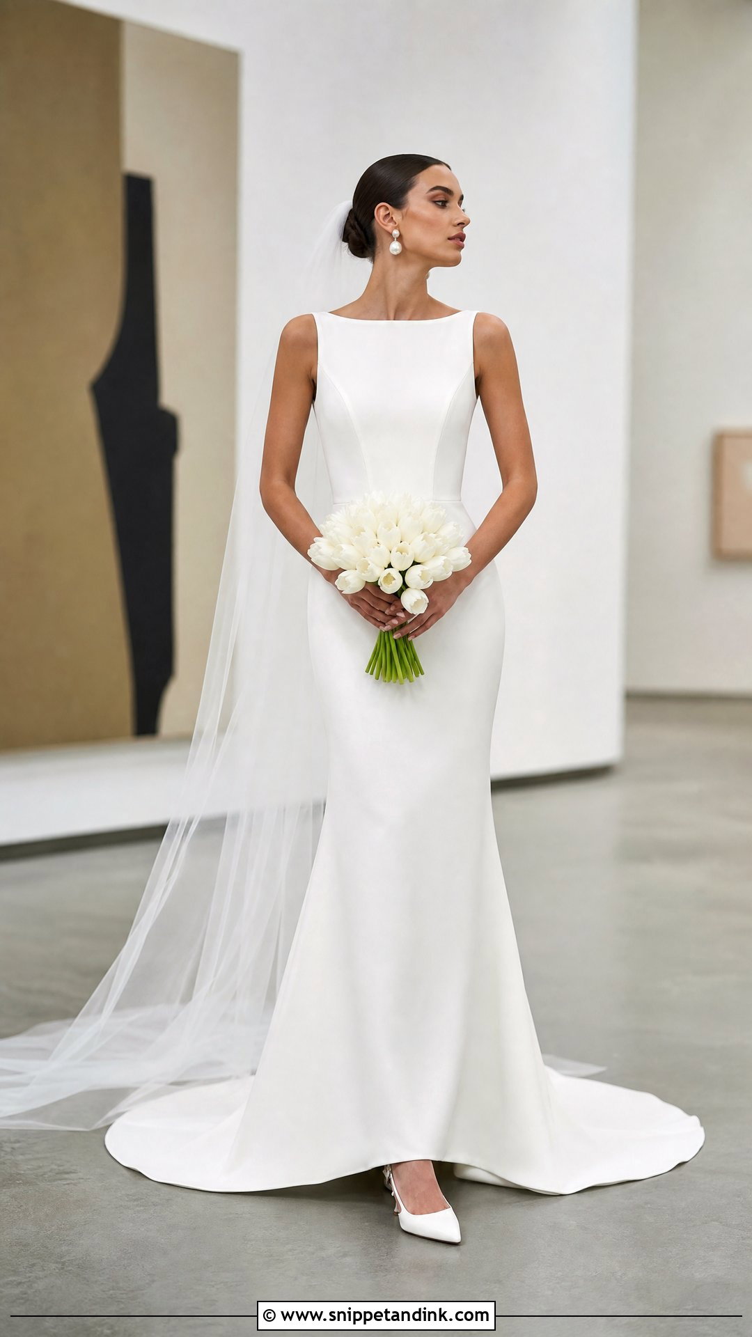 Simple Crepe Sheath Bridal Gown - Snippet and Ink - 20 Simple Bridal Gowns