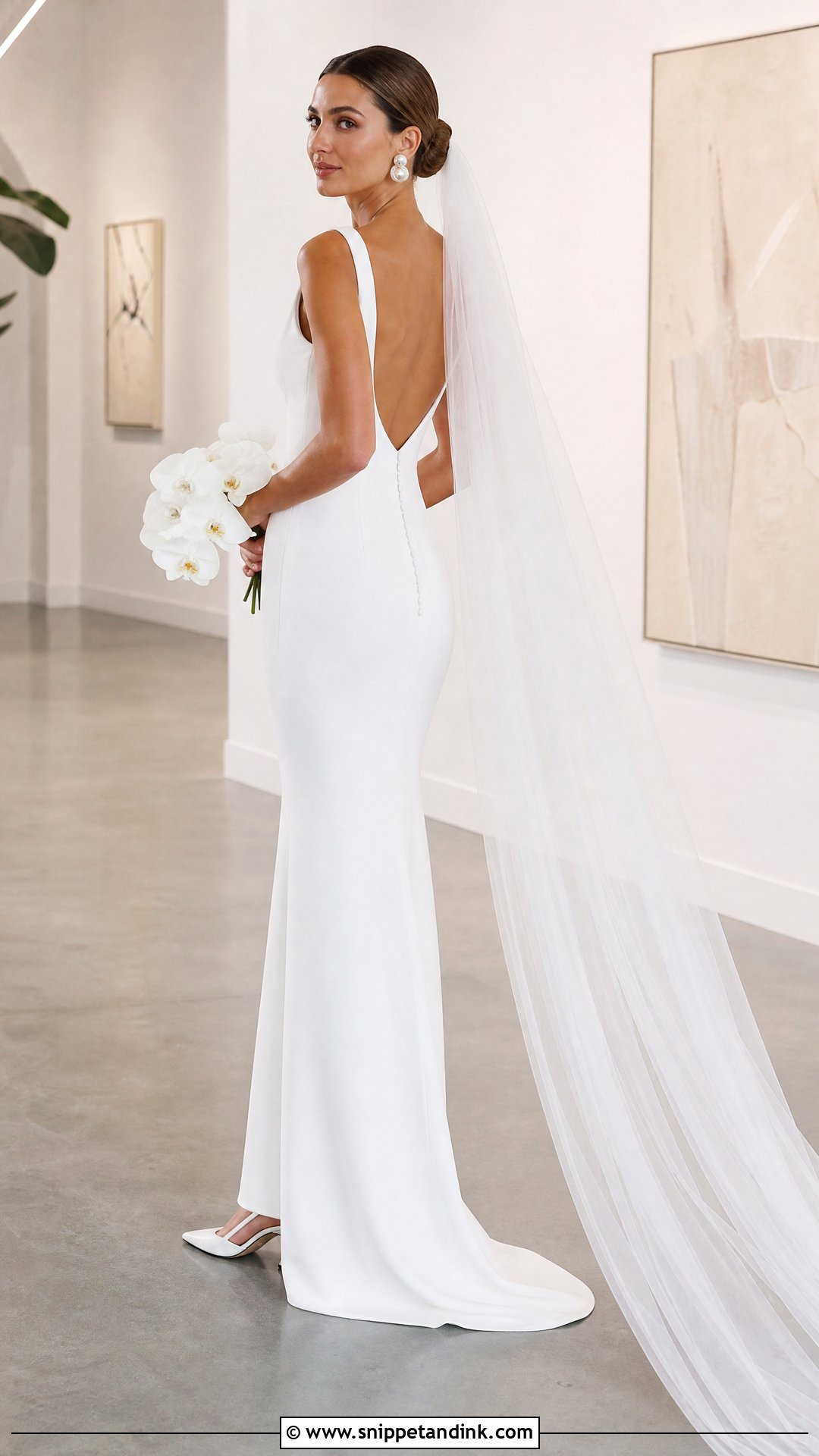 Simple Crepe Sheath V Neck Wedding Dress - Snippet and Ink - 25 Wedding Dresses V Neck