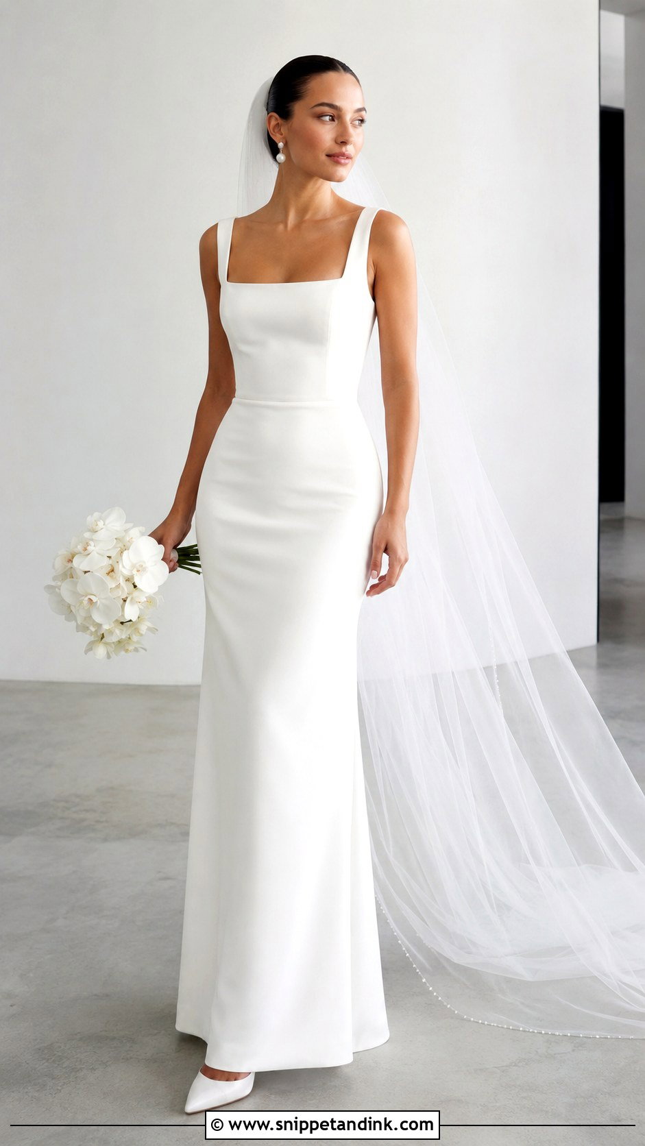 Simple Crepe Sheath Wedding Dress - Snippet and Ink - 25 Classic Elegant Wedding Dresses