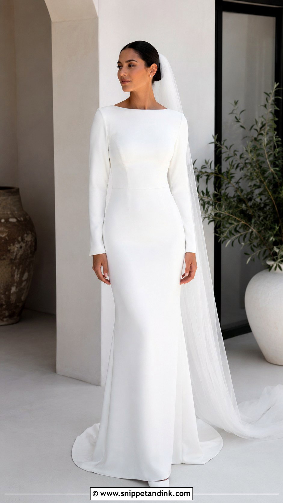 Simple Crepe Wedding Dress - Snippet and Ink - 25 Hayley Bieber Wedding Dress Ideas
