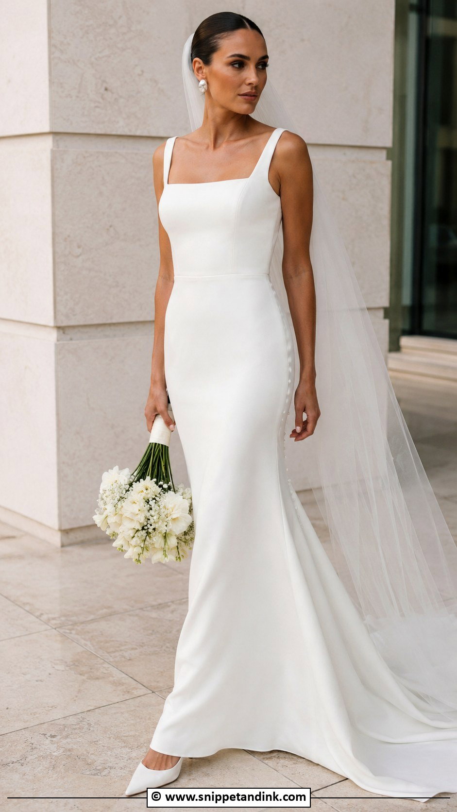 Simple Crepe Wedding Dress - Snippet and Ink - 30 Pretty Wedding Dresses