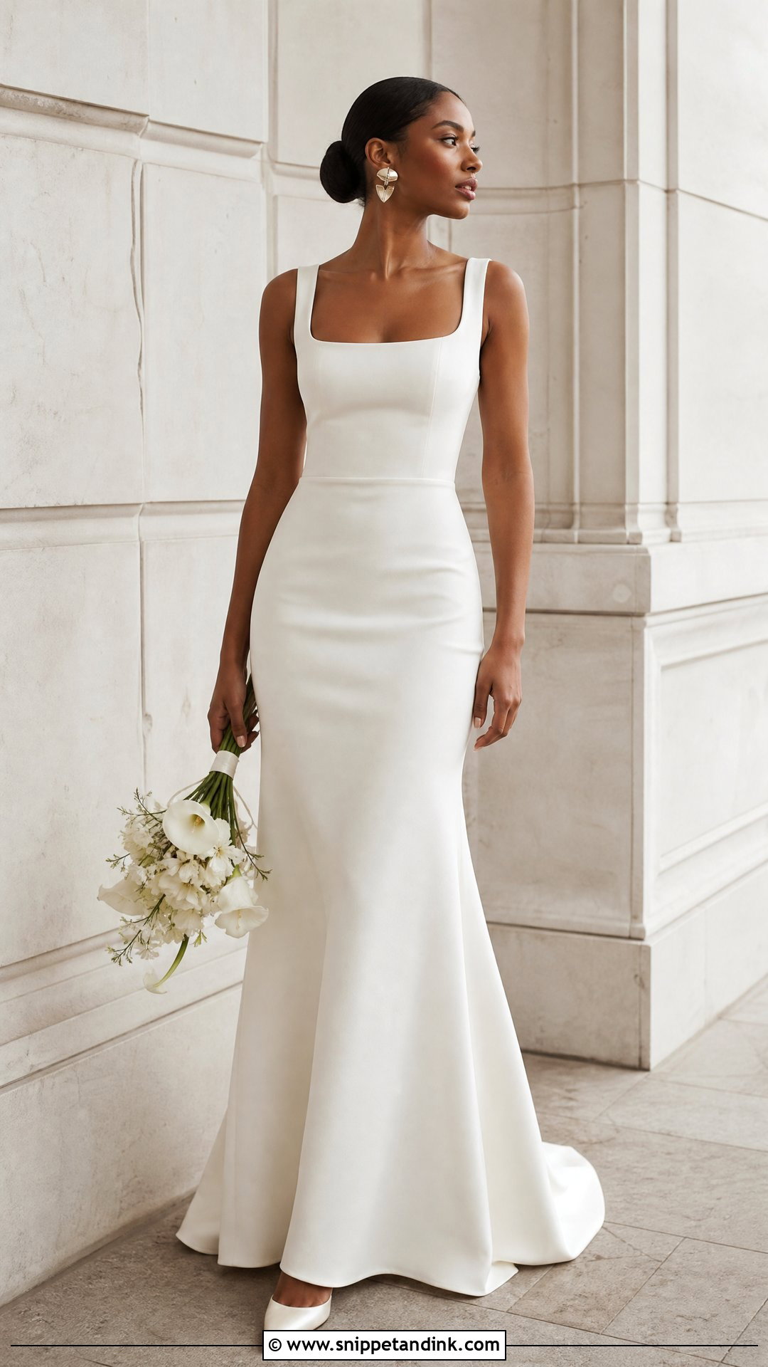 Simple Crepe Wedding Dress - Snippet and Ink - 25 Black People Wedding Dresses