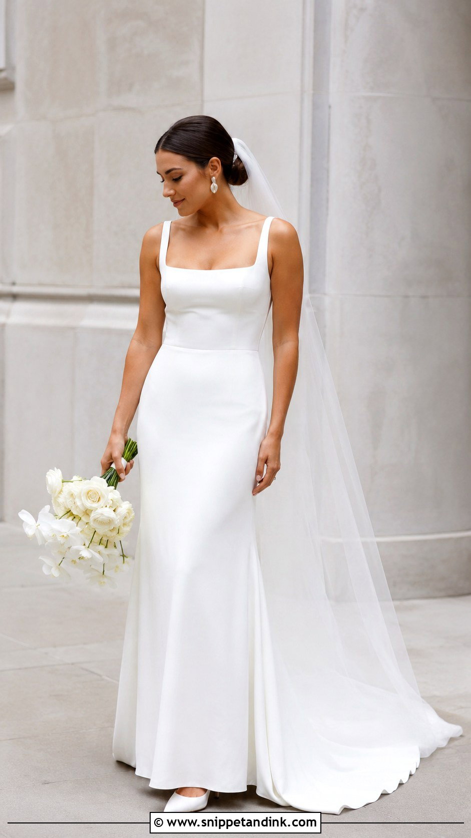 Simple Crepe Wedding Dress For Mid Size Bride - Snippet and Ink - 25 Mid Size Bride Ideas