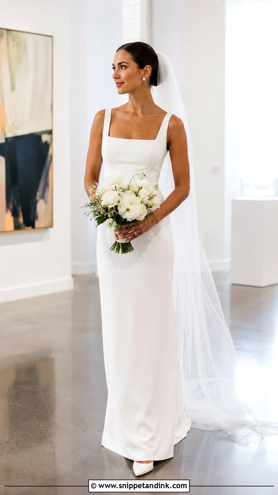 Simple Crepe Wedding Dress Outfit - Snippet and Ink - 25 Wedding Outfit for Bride Ideas