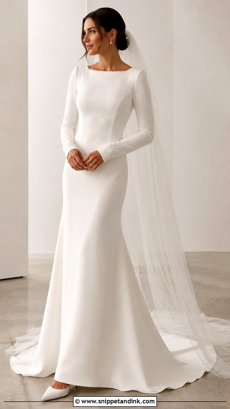 Simple Crepe Wedding Dress With Sleeves - Snippet and Ink - 25 Simple Modest Wedding Dresses