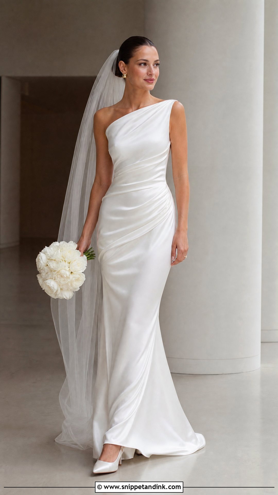 Simple Draped Satin Wedding Dress - Snippet and Ink - 25 Simple Fitted Wedding Dress Ideas