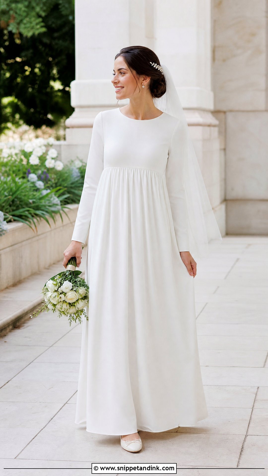 Simple Empire Line Temple Wedding Dress - Snippet and Ink - 20 Temple Wedding Dresses