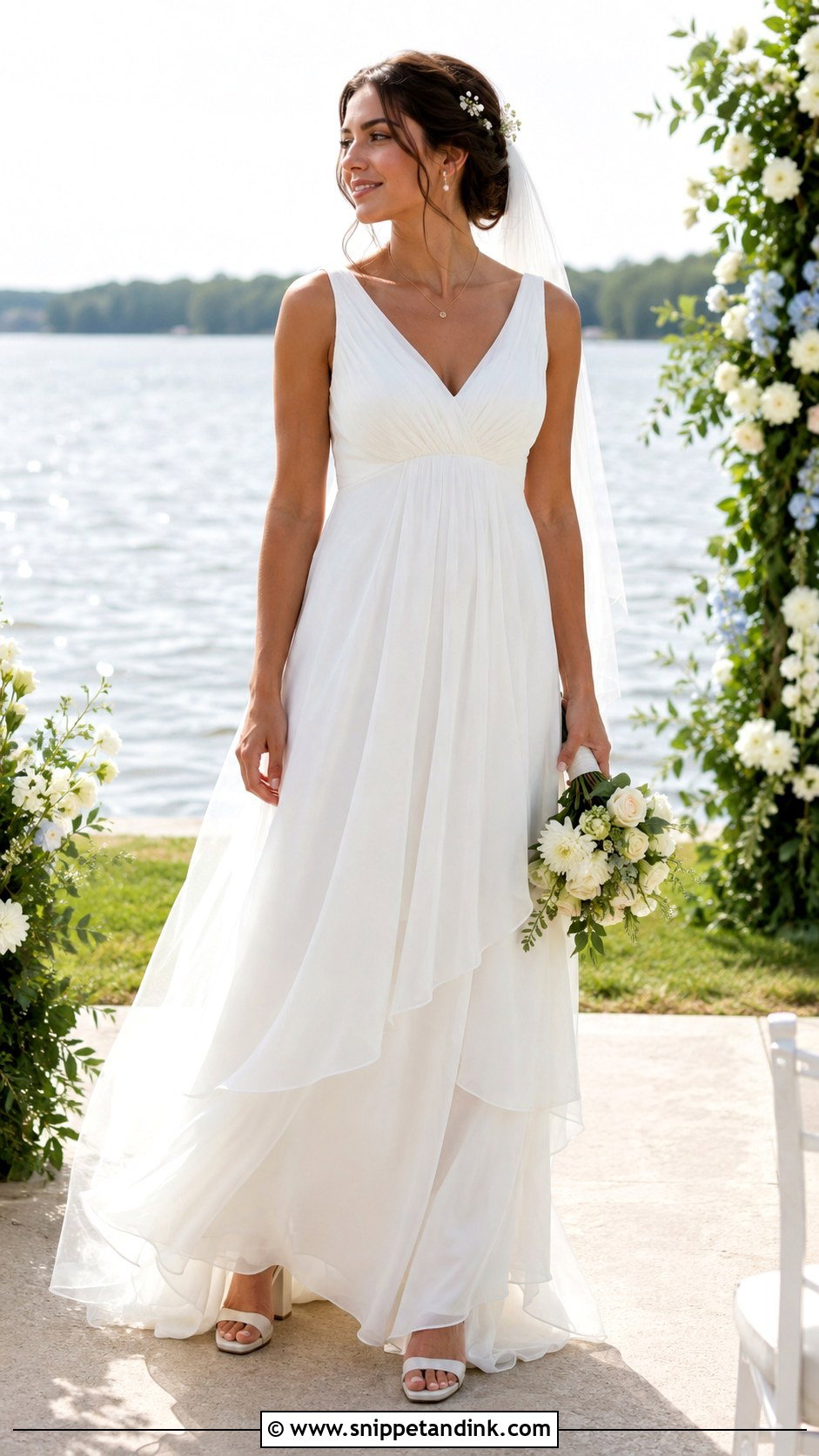 Simple Empire Waist Chiffon Wedding Dress - Snippet and Ink - 20 Simple Flowy Wedding Dress Ideas