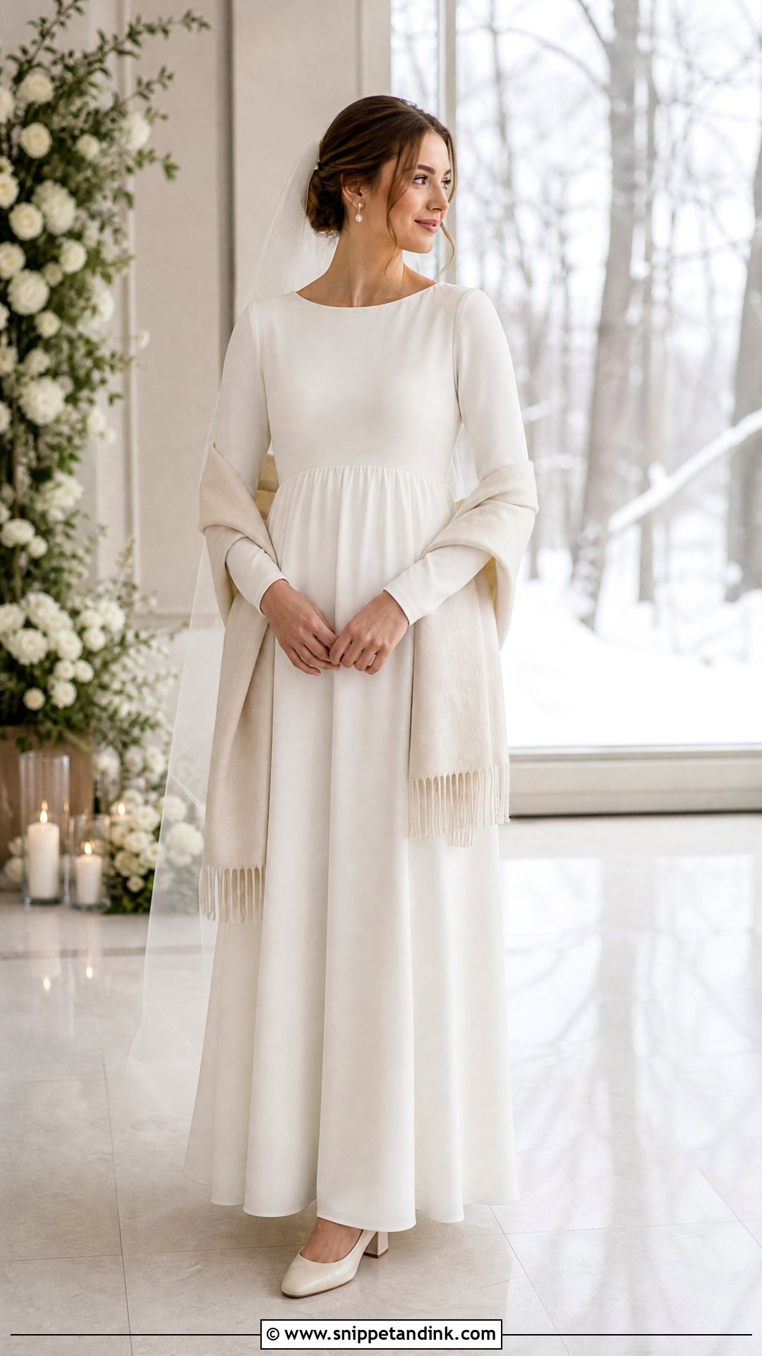Simple Empire Waist Winter Wedding Dress - Snippet and Ink - 20 Simple Winter Wedding Dress Ideas