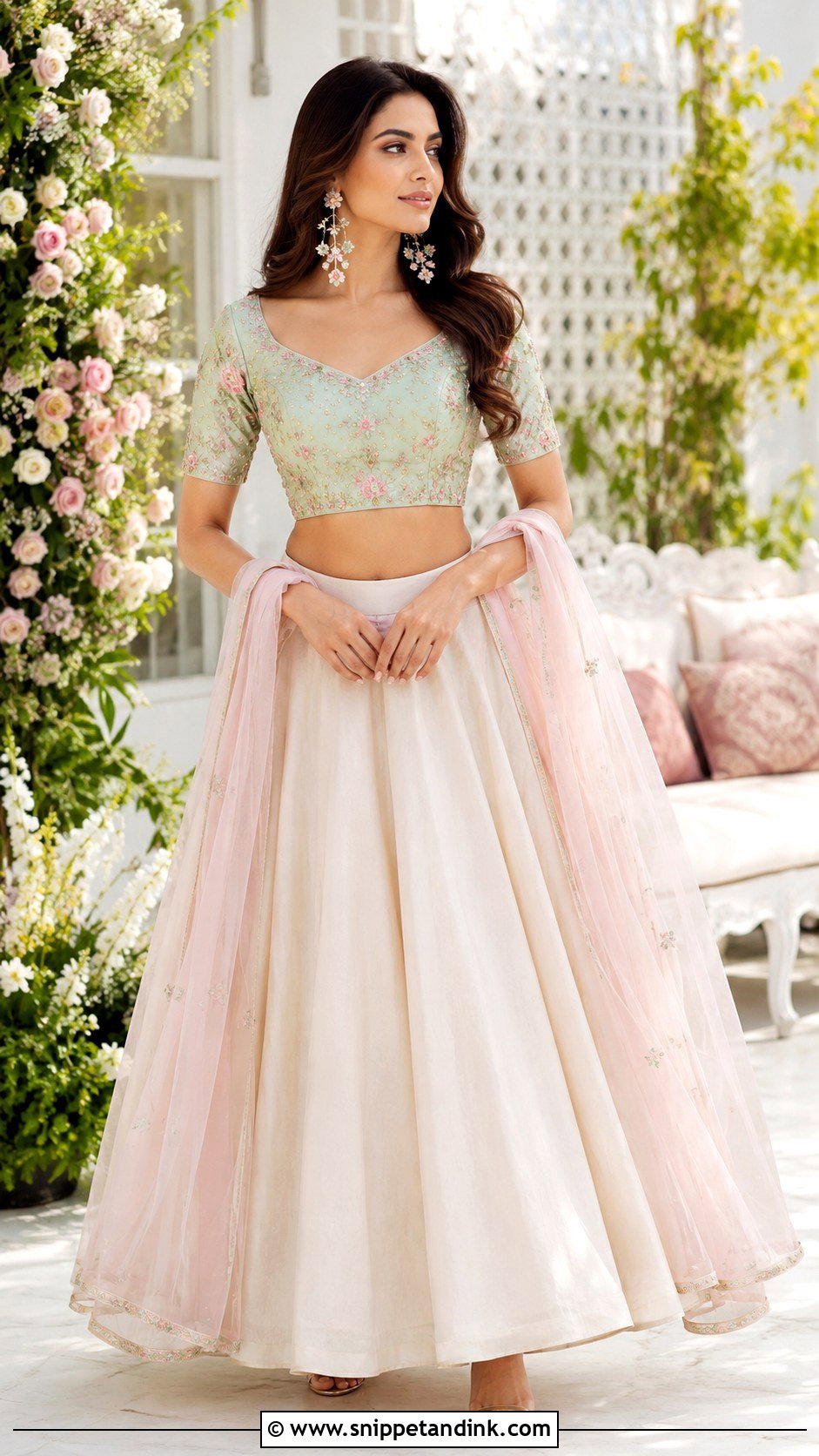 Simple Floral Embroidery Wedding Blouse Design - Snippet and Ink - 25 Simple Wedding Blouse Designs