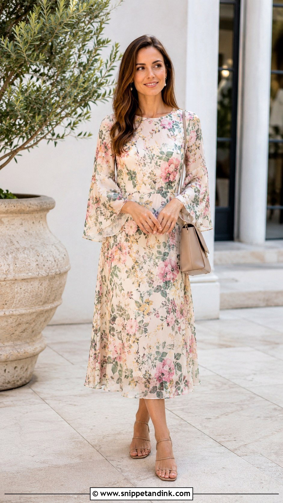 Simple Gown With Bell Sleeves - Snippet and Ink - 25 Simple Material Gown Style Ideas