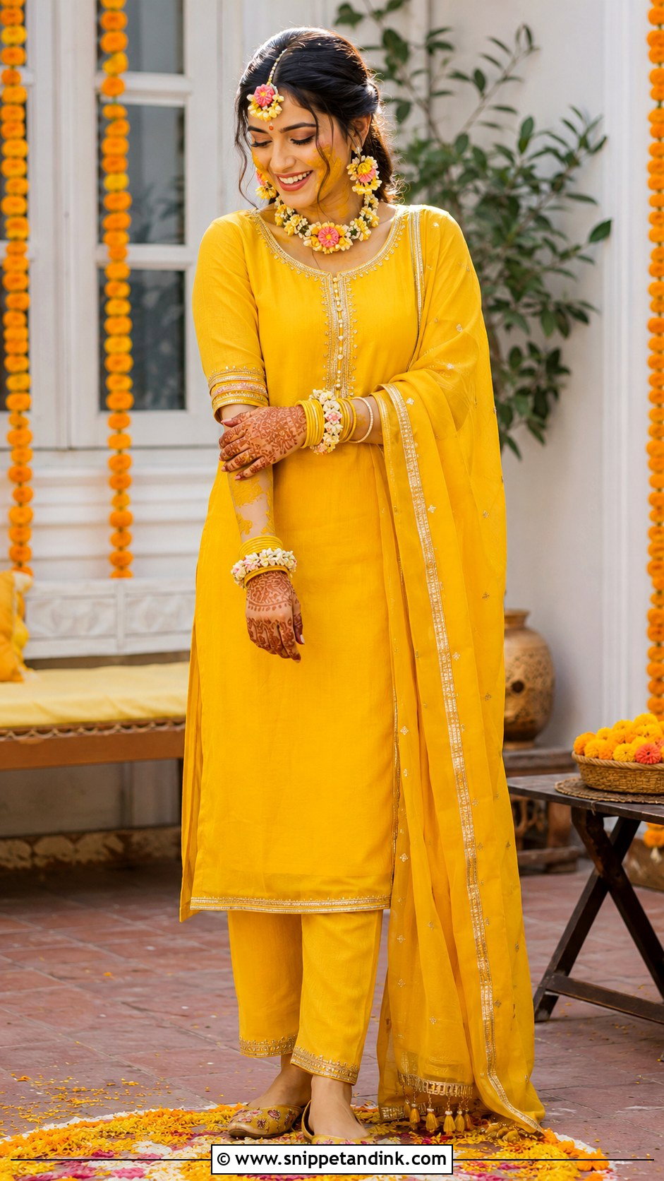 Simple Haldi Kurta Set For Bride - Snippet and Ink - 25 Trending Haldi Outfits for Bride