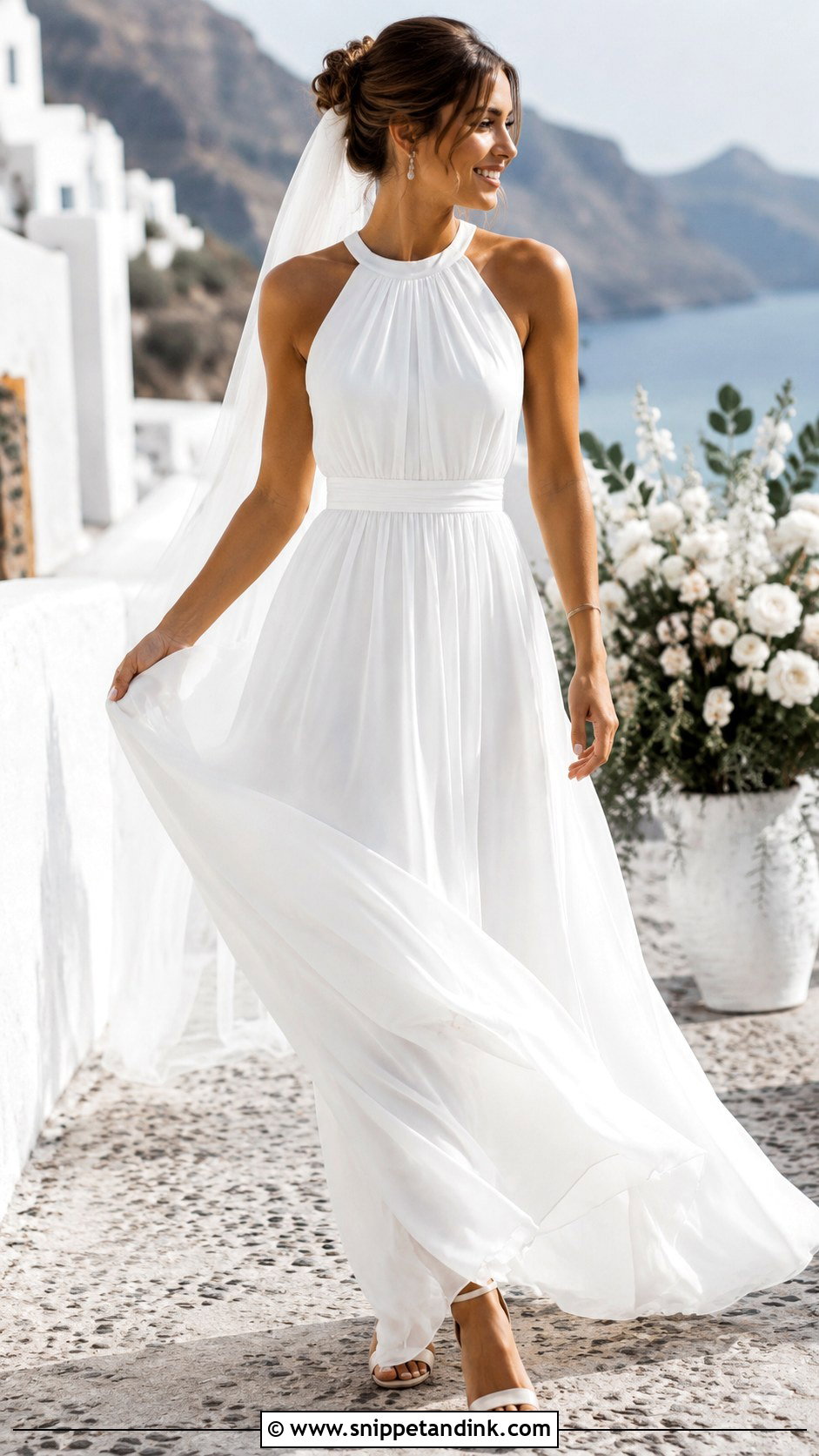 Simple Halter Chiffon Wedding Dress - Snippet and Ink - 20 Simple Flowy Wedding Dress Ideas