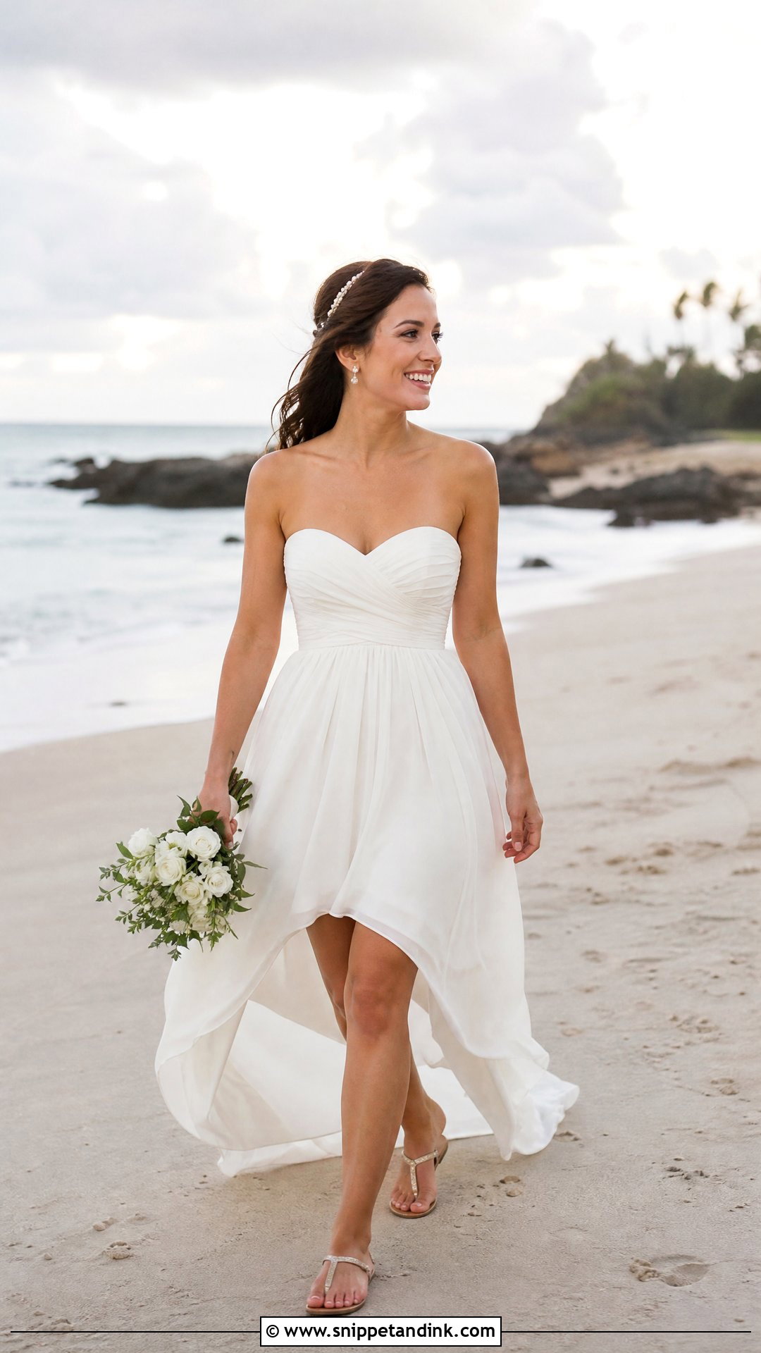 Simple High Low Chiffon Beach Wedding Dress - Snippet and Ink - 20 Simple Beach Wedding Dresses