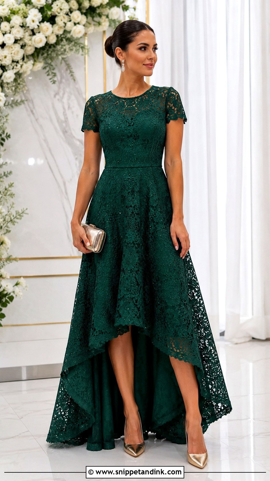 Simple High Low Lace Gown - Snippet and Ink - 20 Simple Lace Gown Ideas
