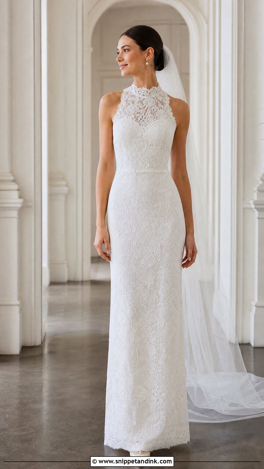 Simple High Neck Lace Wedding Dress - Snippet and Ink - 20 Simple Lace Wedding Dresses