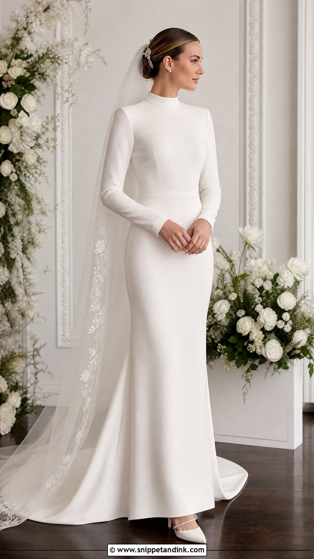 Simple High Neck Long Sleeve Wedding Dress - Snippet and Ink - 20 Wedding Dresses Simple Long Sleeve