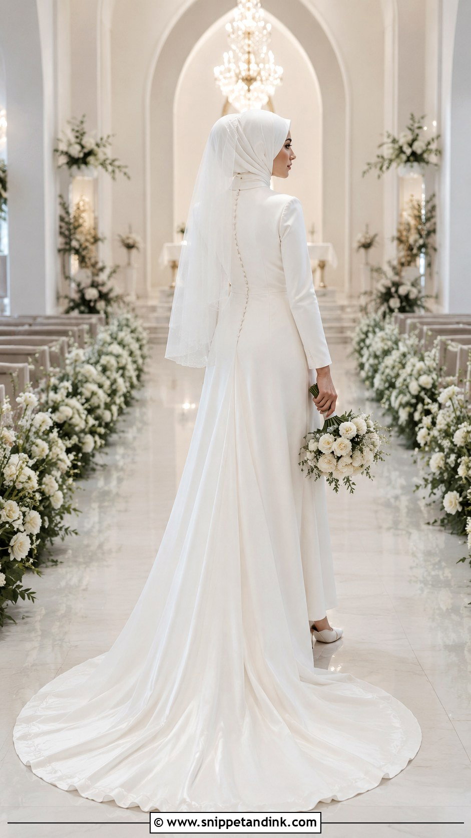 Simple Hijab Wedding Dress With Train - Snippet and Ink - 25 Simple Hijab Wedding Dresses