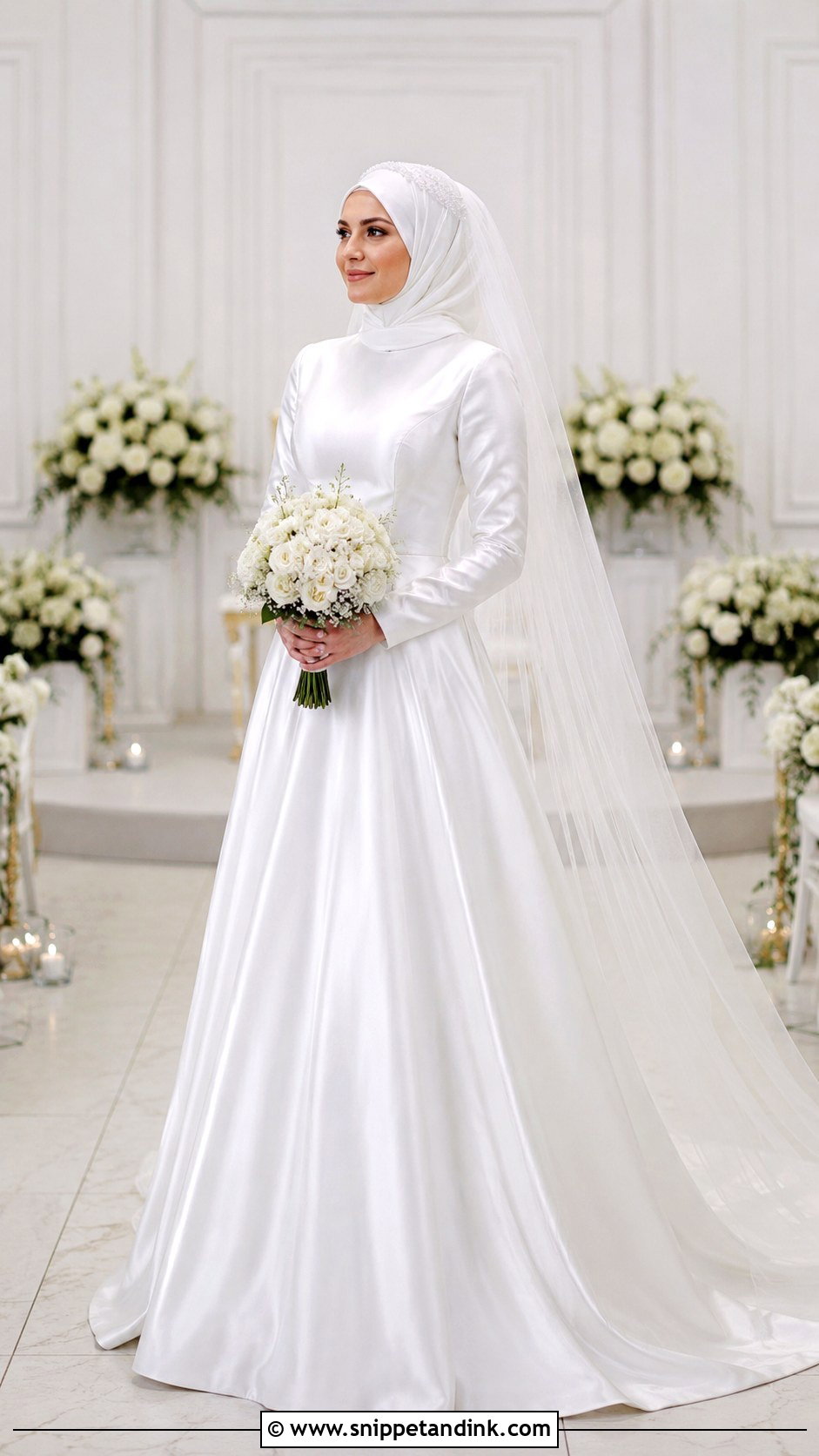 Simple Hijab Wedding Dress With Veil - Snippet and Ink - 25 Simple Hijab Wedding Dresses