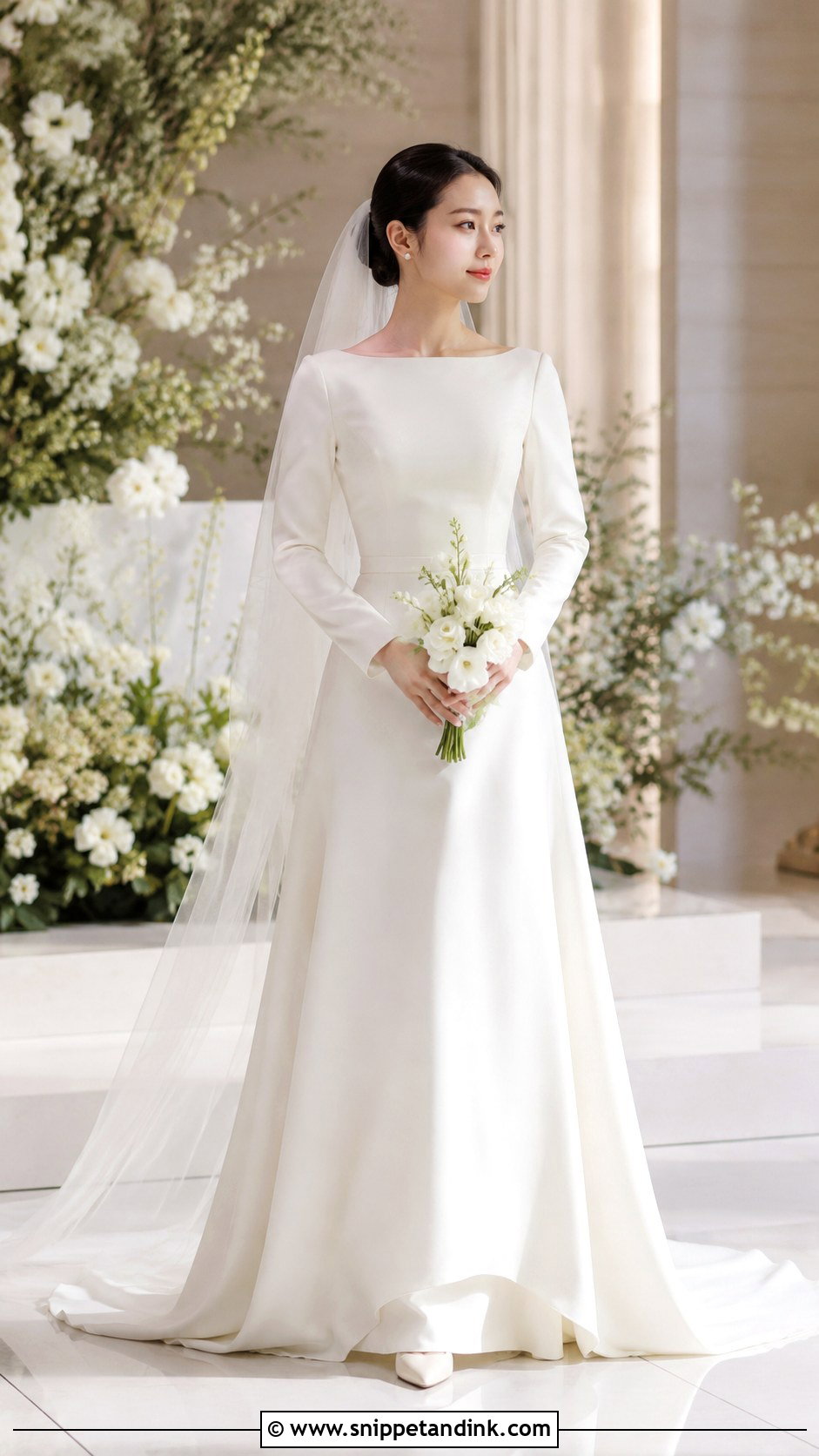 Simple Korean Wedding Dress With Bateau Neck Gown - Snippet and Ink - 25 Simple Korean Wedding Dress Ideas