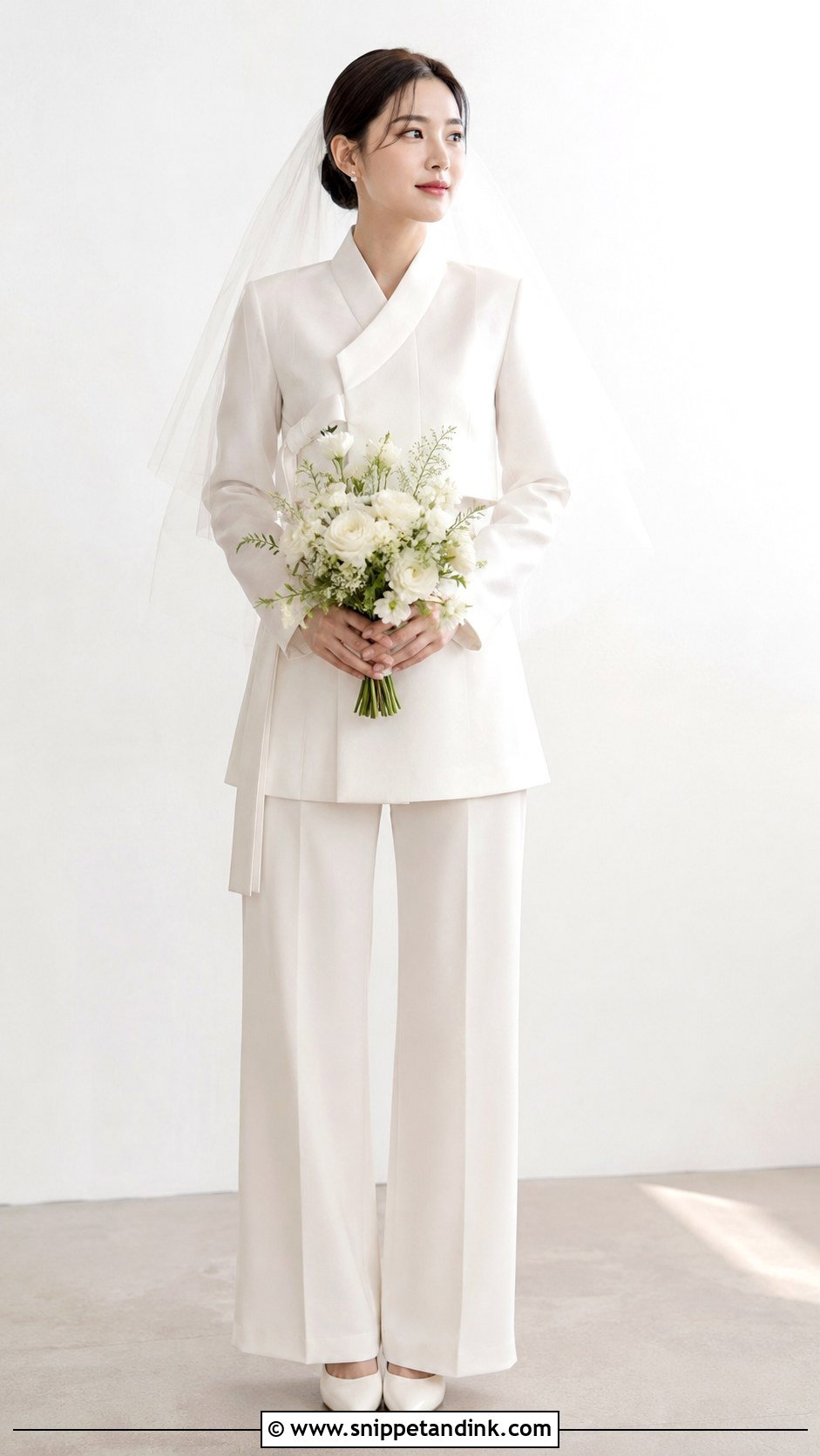 Simple Korean Wedding Dress With Bridal Pants Set - Snippet and Ink - 25 Simple Korean Wedding Dress Ideas