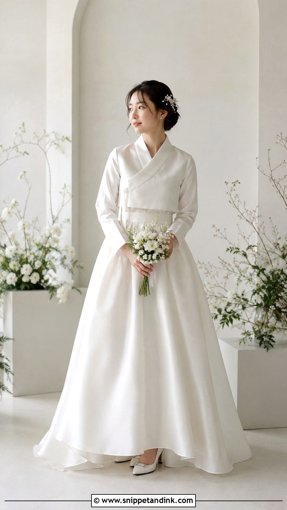 Simple Korean Wedding Dress With Jeogori Inspired Top - Snippet and Ink - 25 Simple Korean Wedding Dress Ideas