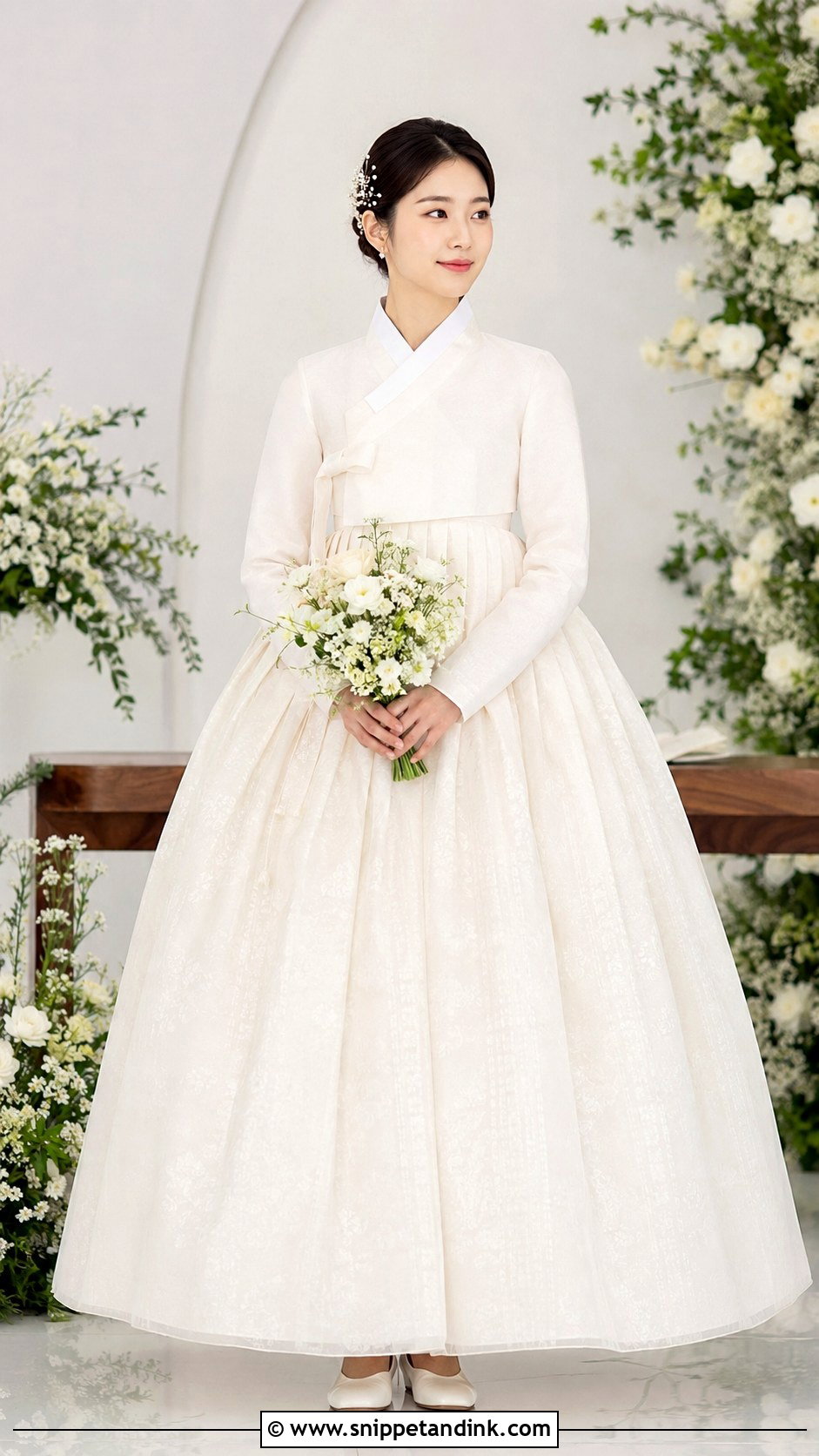 Simple Korean Wedding Dress With Modern Hanbok Skirt - Snippet and Ink - 25 Simple Korean Wedding Dress Ideas