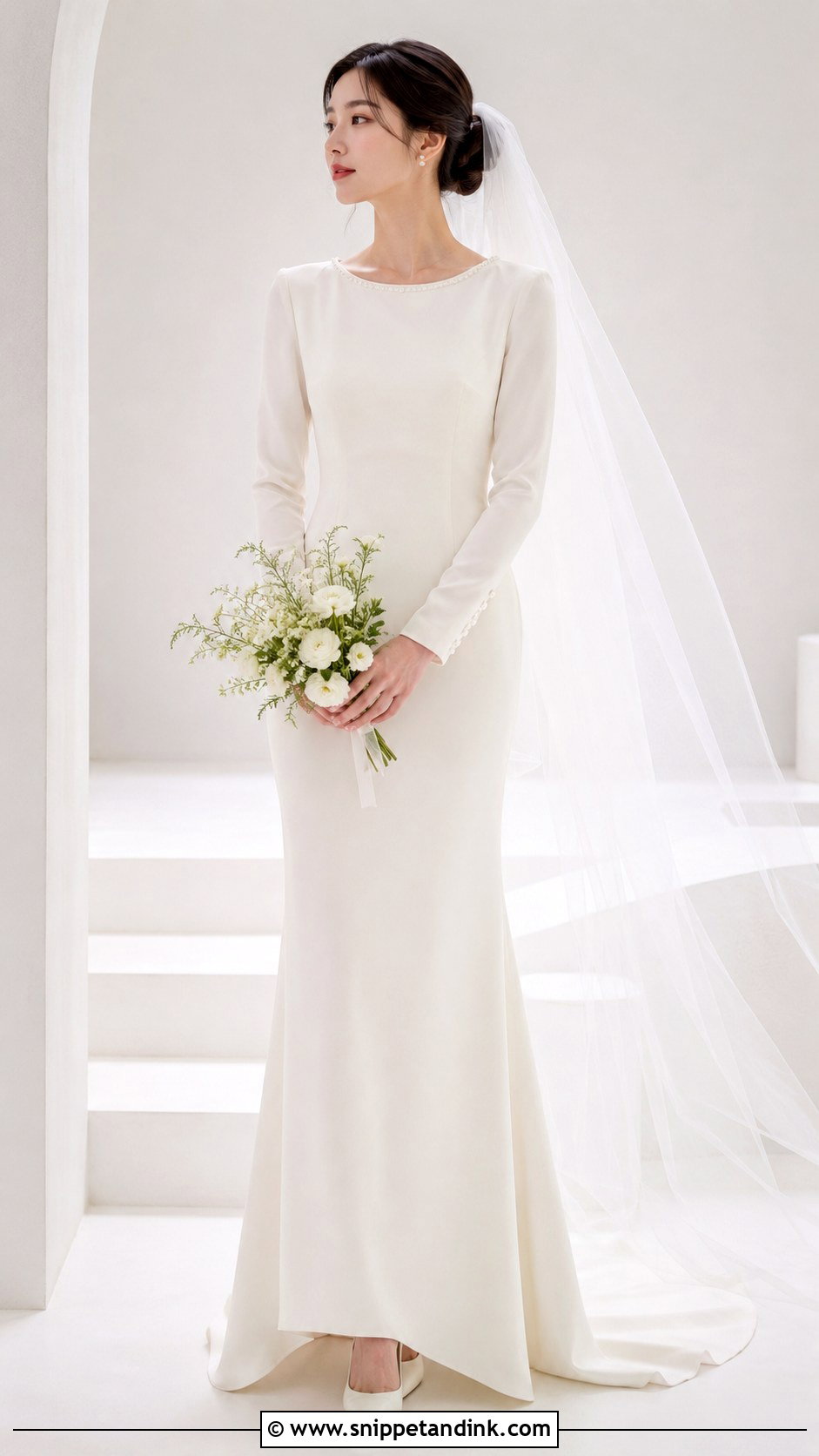 Simple Korean Wedding Dress With Pearl Detail Gown - Snippet and Ink - 25 Simple Korean Wedding Dress Ideas