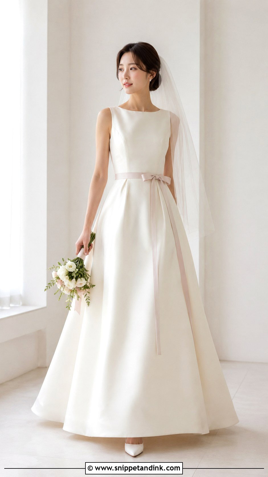 Simple Korean Wedding Dress With Ribbon Waist Gown - Snippet and Ink - 25 Simple Korean Wedding Dress Ideas