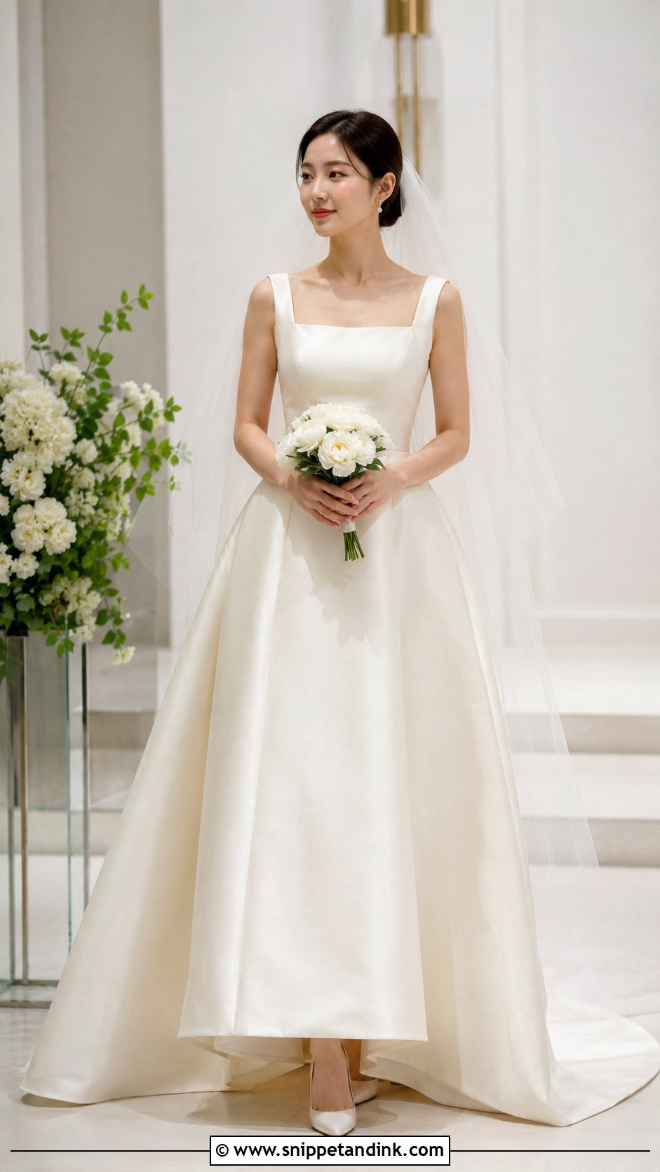Simple Korean Wedding Dress With Satin A Line Gown - Snippet and Ink - 25 Simple Korean Wedding Dress Ideas