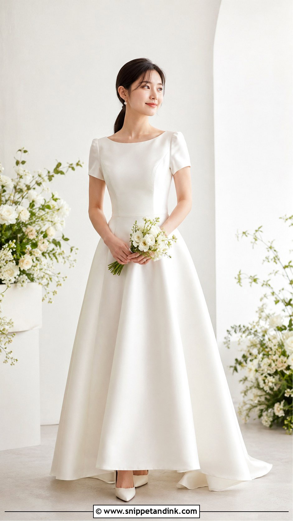 Simple Korean Wedding Dress With Short Sleeve Gown - Snippet and Ink - 25 Simple Korean Wedding Dress Ideas