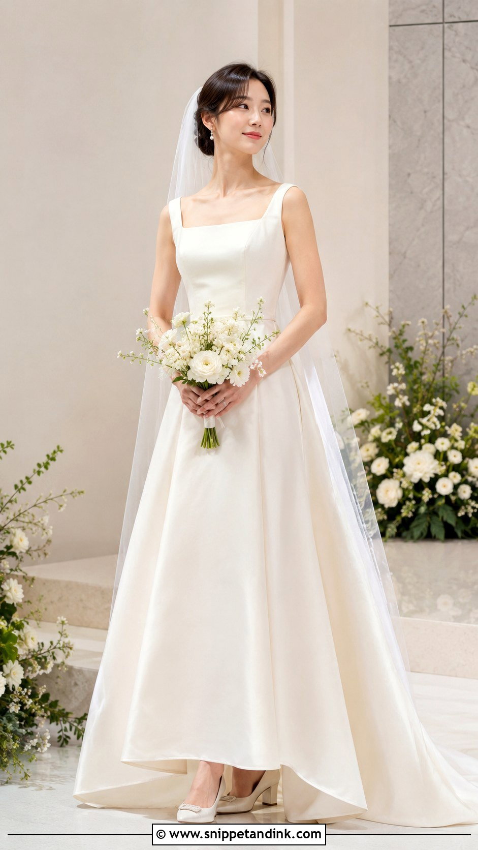 Simple Korean Wedding Dress With Square Neck Gown - Snippet and Ink - 25 Simple Korean Wedding Dress Ideas