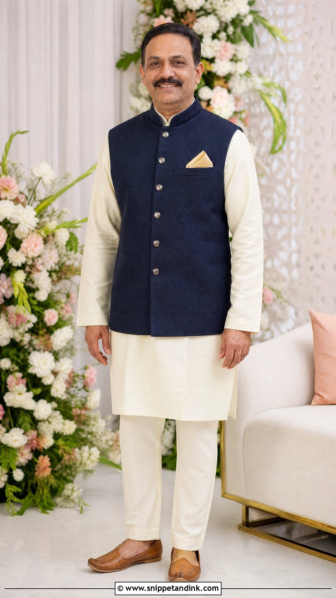 Simple Kurta With Waistcoat For Bride Father - Snippet and Ink - 25 Indian Bride Father Outfit Ideas