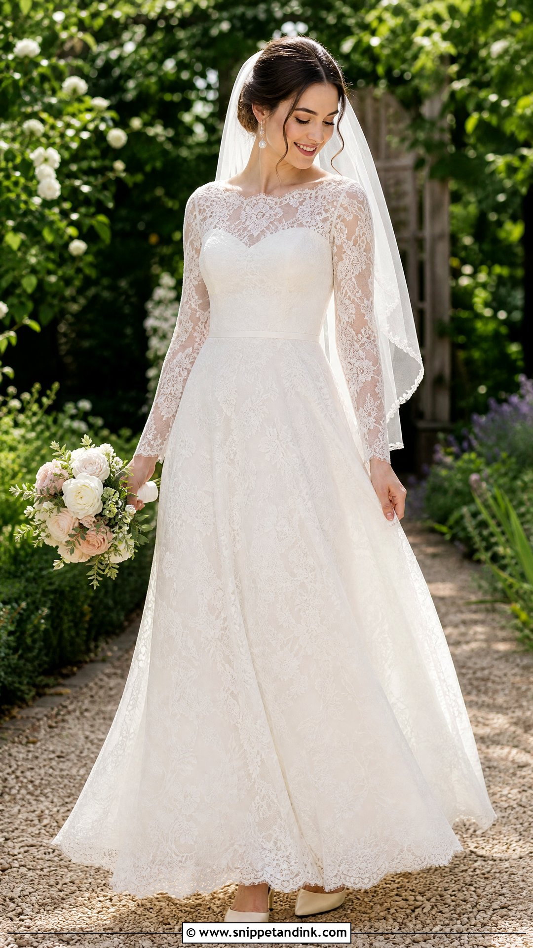 Simple Lace A Line Wedding Dress With Soft Waves - Snippet and Ink - 25 Simple a Line Wedding Dress Ideas