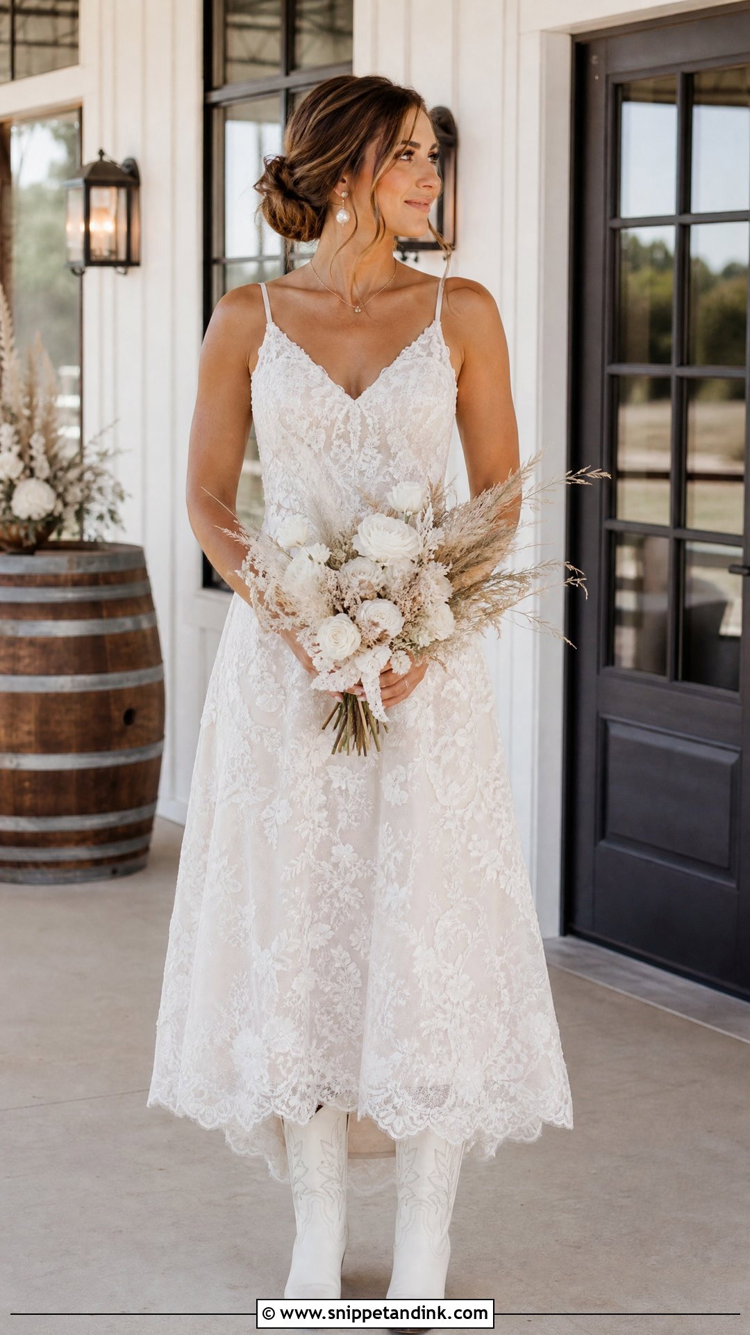 Simple Lace A Line Western Wedding Dress - Snippet and Ink - 20 Simple Western Wedding Dress Ideas