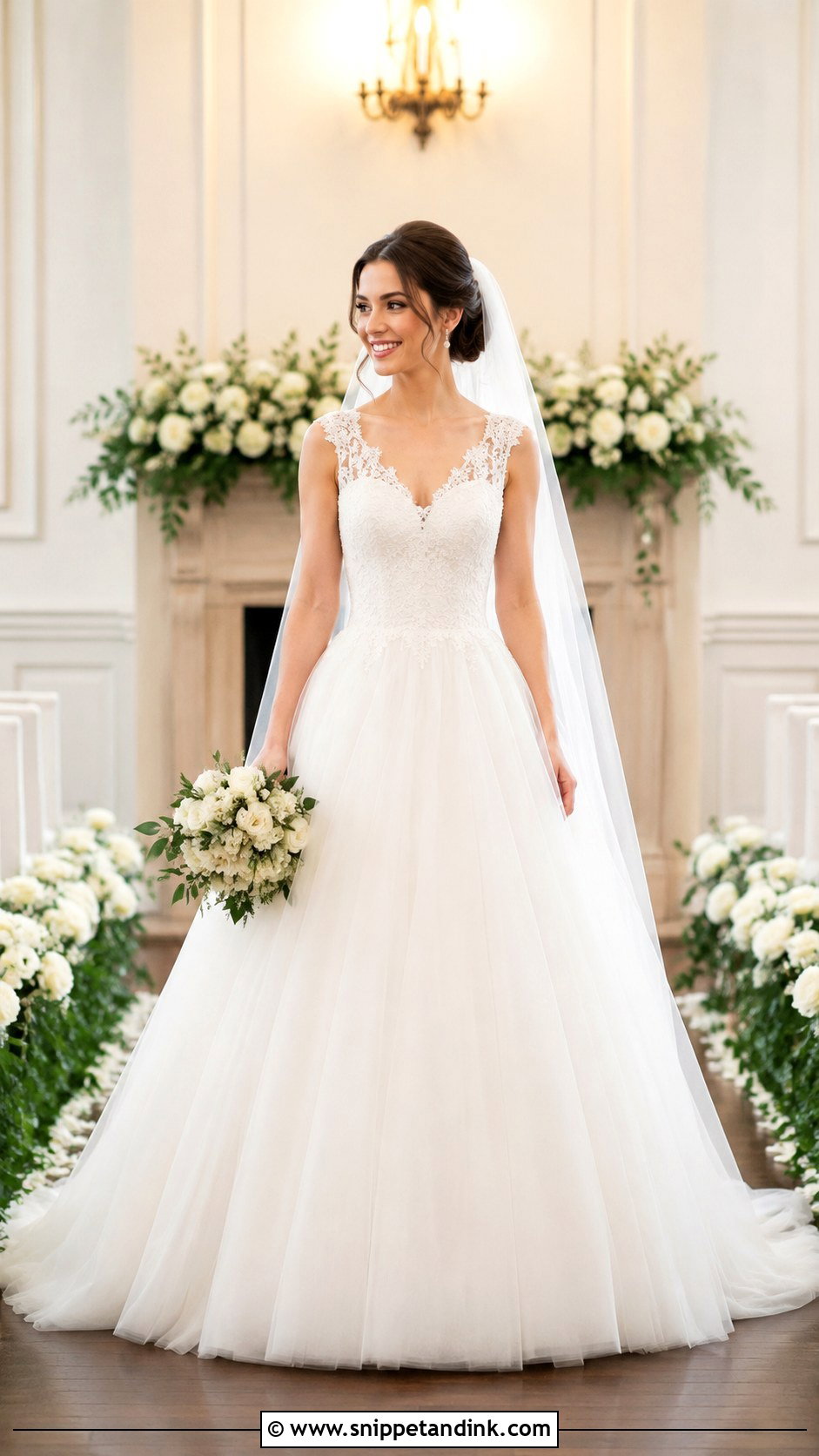 Simple Lace Ball Gown Wedding Dress - Snippet and Ink - 30 Simple Lace Wedding Dress Ideas