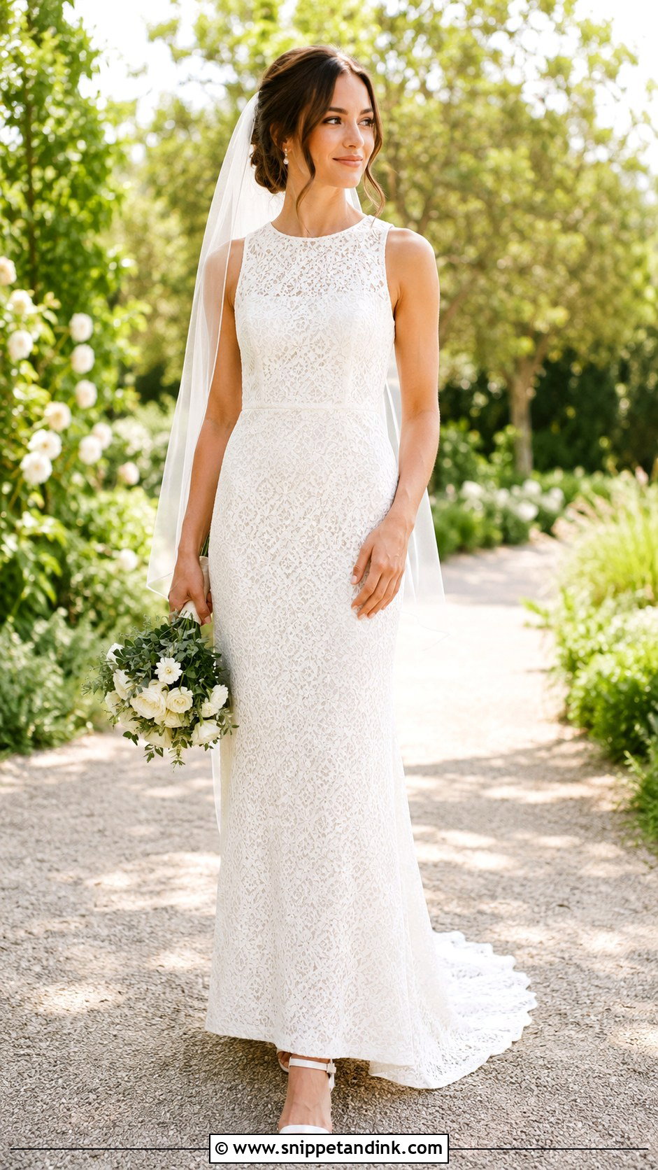 Simple Lace Column Wedding Dress - Snippet and Ink - 20 Simple Unique Wedding Dresses