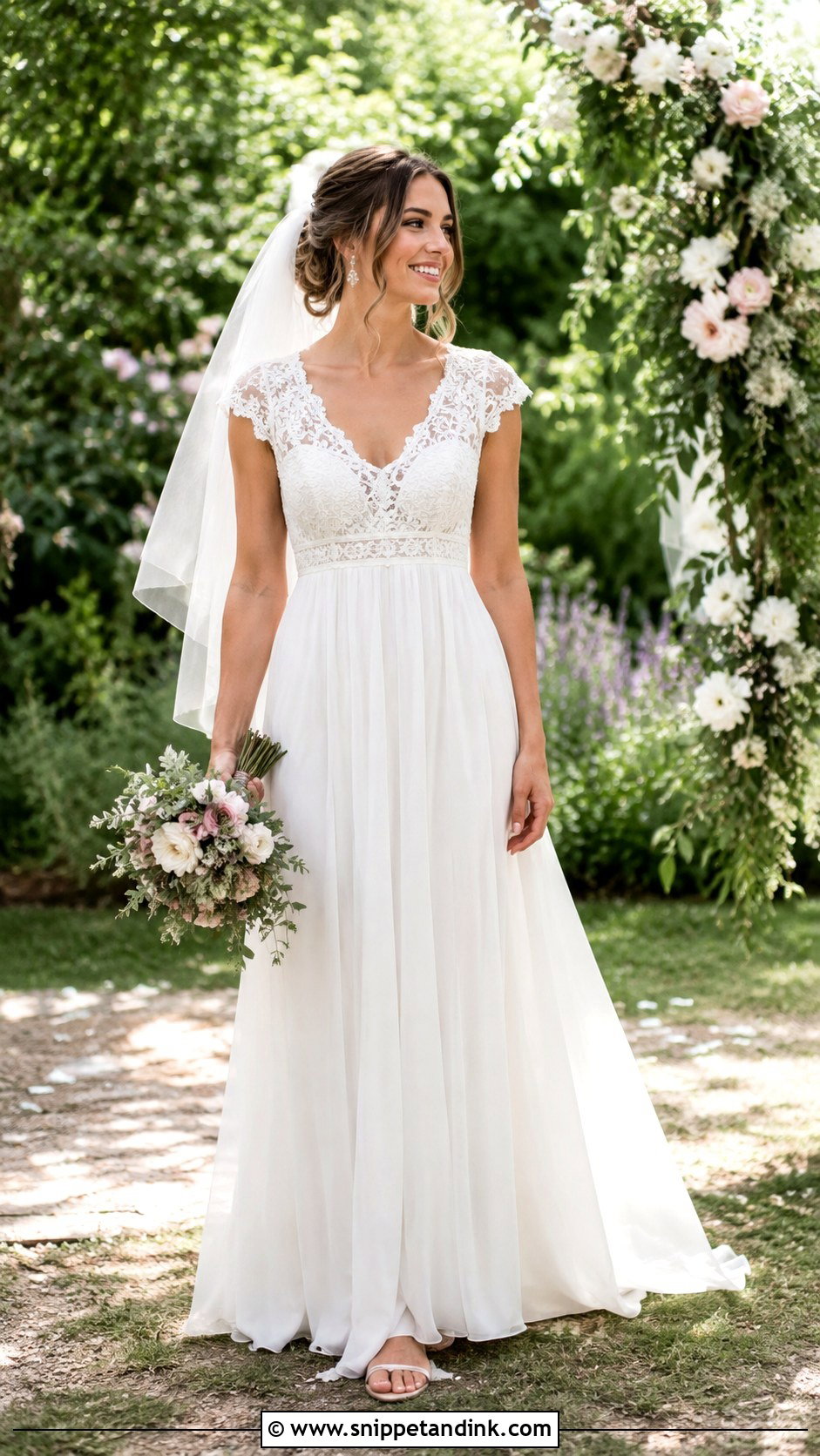 Simple Lace Empire Waist Wedding Dress - Snippet and Ink - 30 Simple Lace Wedding Dress Ideas