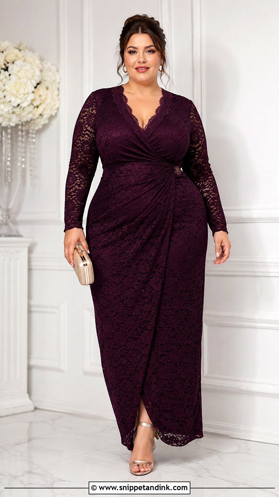 Simple Lace Gown For Plus Size Women - Snippet and Ink - 30 Simple Lace Gown Styles