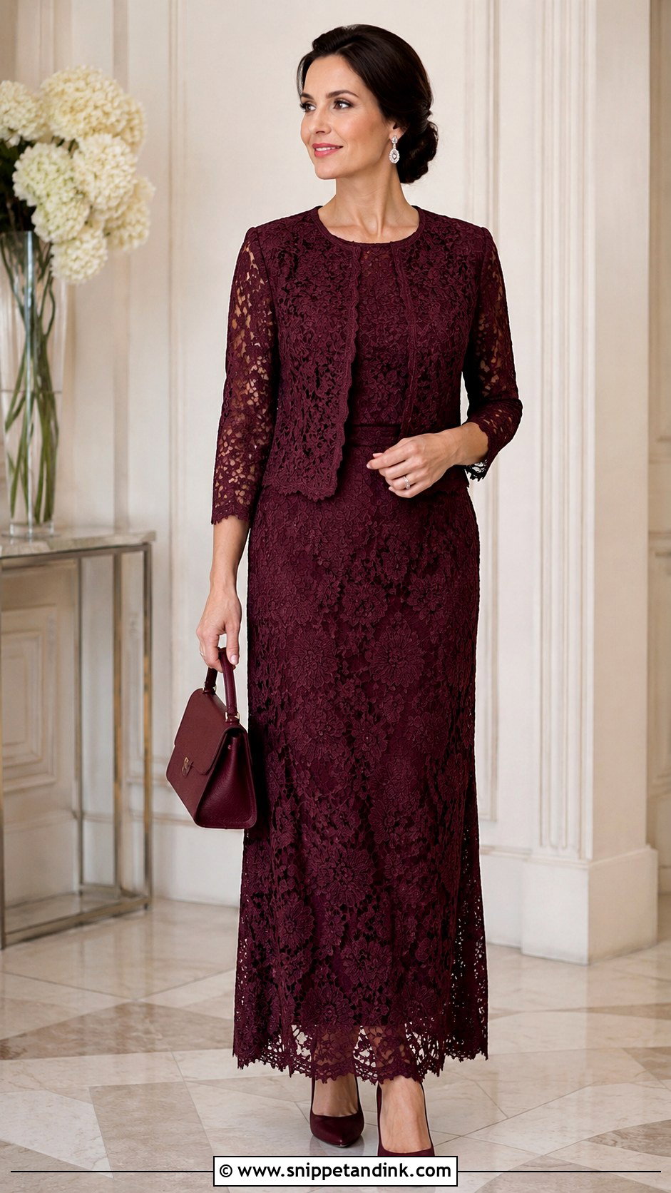 Simple Lace Gown With Jacket - Snippet and Ink - 30 Simple Lace Gown Styles